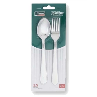 Seagull ช้อนส้อม หนา 2.5 มม. 2 คู่ ตรานกนางนวล ช้อนส้อมสแตนเลส ทิวลิป ออร์คิต จัสมิน
