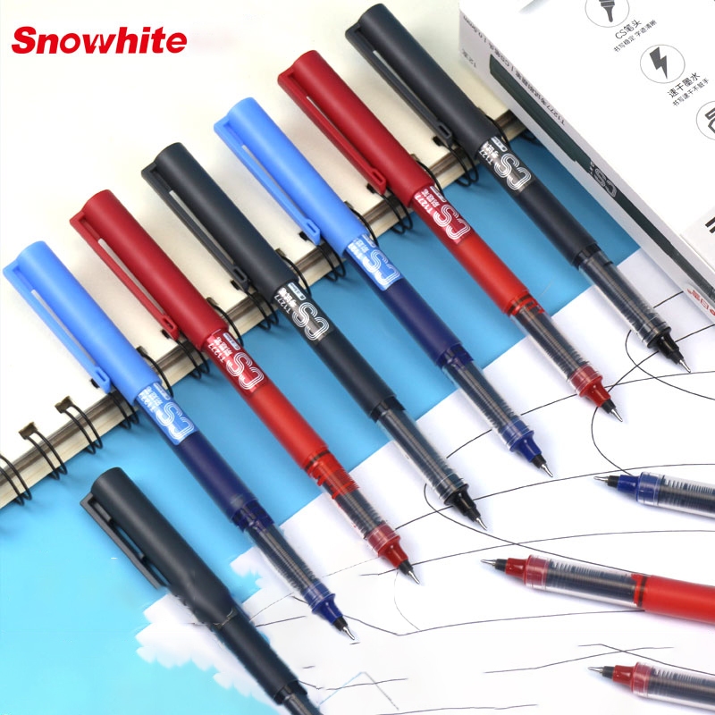 Snowhite T1277 ปากกาเจล 0.5mm ปากกาลูกลื่น เขียนลื่น 3สี ปากกาเชียนข้อสอบ ปากกาเจลความจุใหญ่ ไม่ติดขาด