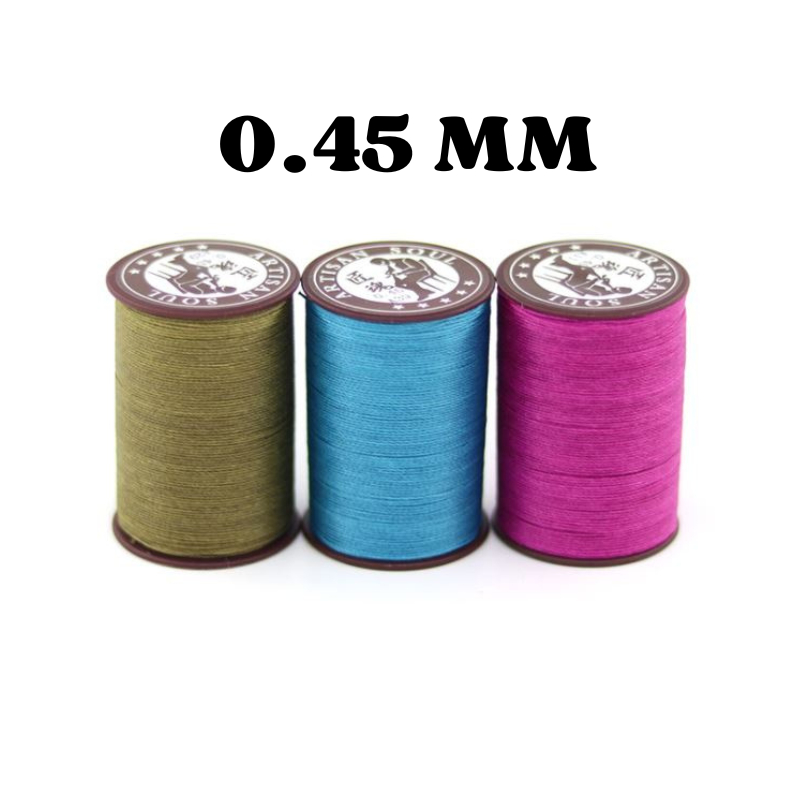 ด้ายเย็บหนัง 0.45 มิล เคลือบ แว็กซ์ เส้นกลม ยาว 150 เมตร