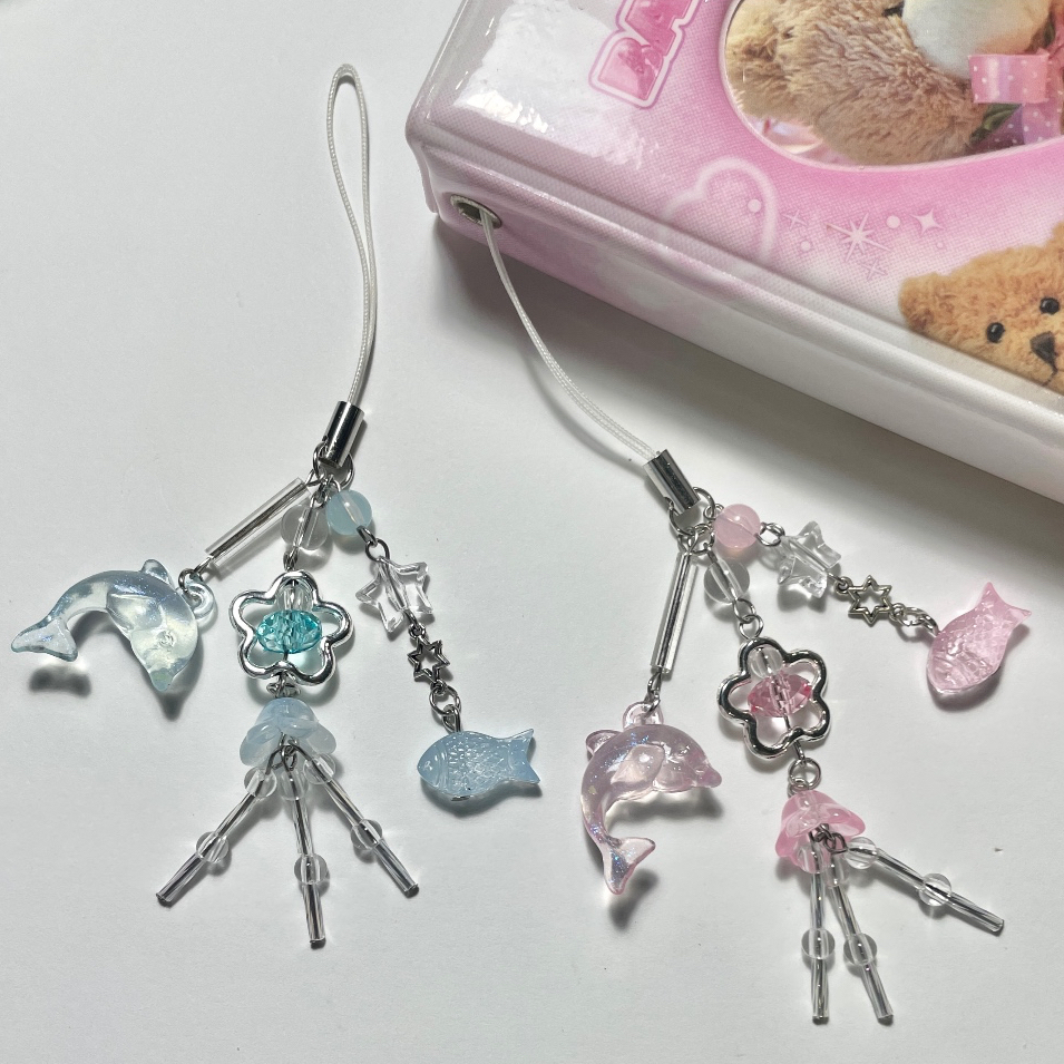 Jelly fish keychain (พวงกุญแจลูกปัด) ♡₊⁺🪼🪸🐬