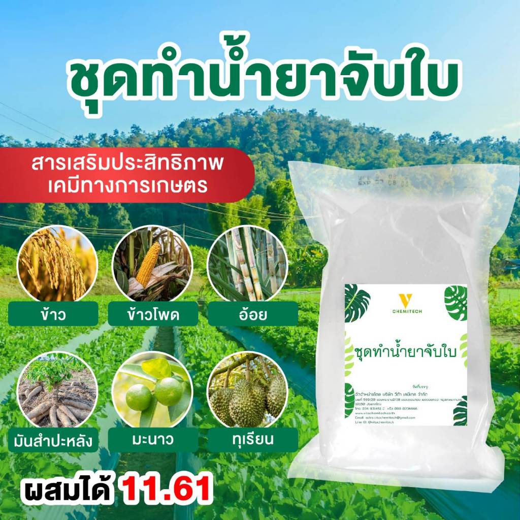 ชุดทำน้ำยาจับใบ(สารเสริมประสิทธิภาพเคมีทางการเกษตร)ผสมได้11.61กก.