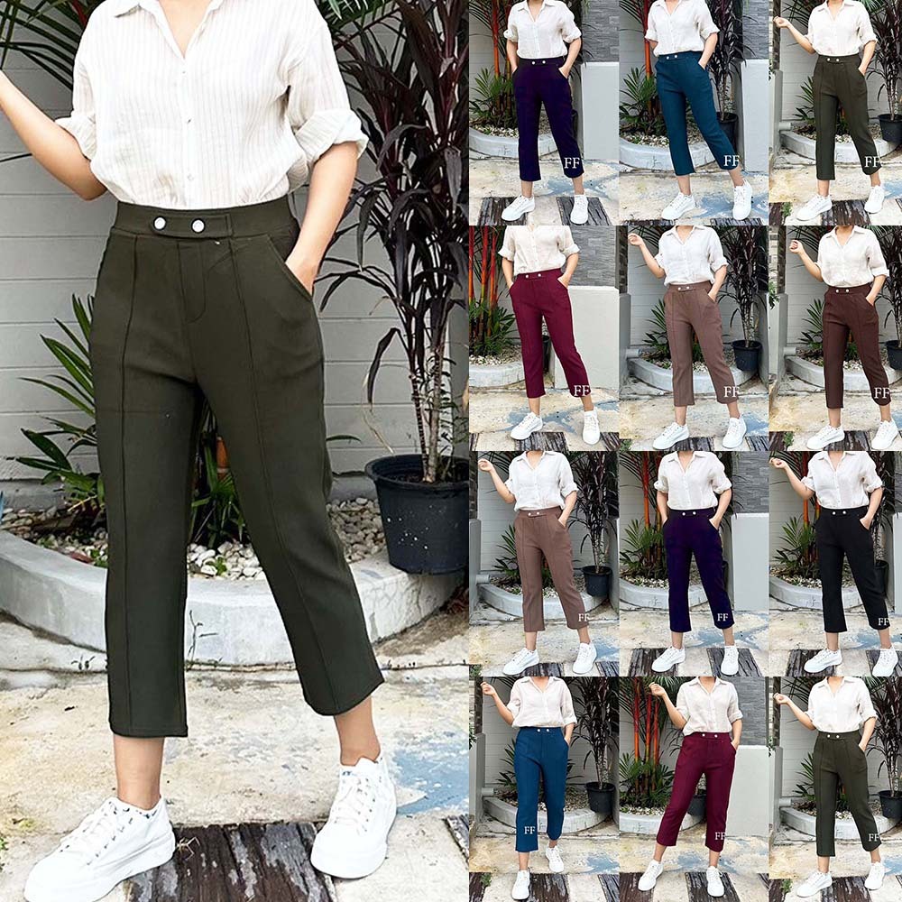 กางเกงสีพื้นขาสั้นใส่ทำงานได้ผ้าเทพ ยืดหยุ่นดีมากเวอร์สะโพกใหญ่ใส่ได้ มีหลายสีให้เลือก