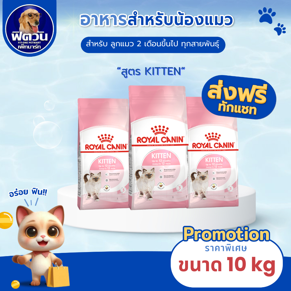 ROYAL CANIN KITTEN อาหารลูกแมวอายุ 4 ถึง 12 เดือน สูตรช่วยเสริมสร้างภูมิต้านทาน 10 KG.{อาหารแมวเม็ด}