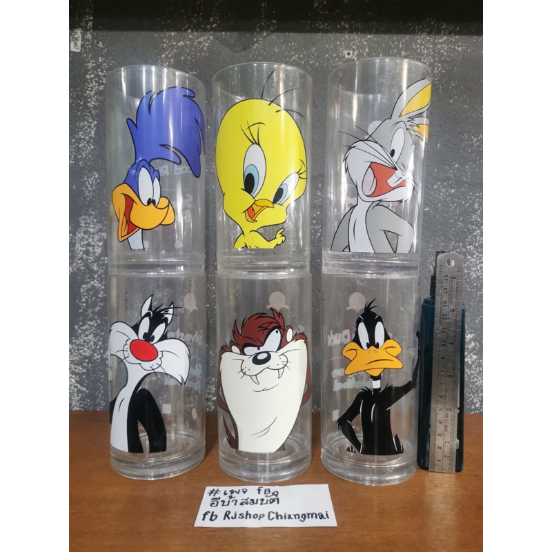 แก้วน้ำ สเลอปี้ tooney tunes 7-11 งานแท้ พลาสติกหนาแบบใส