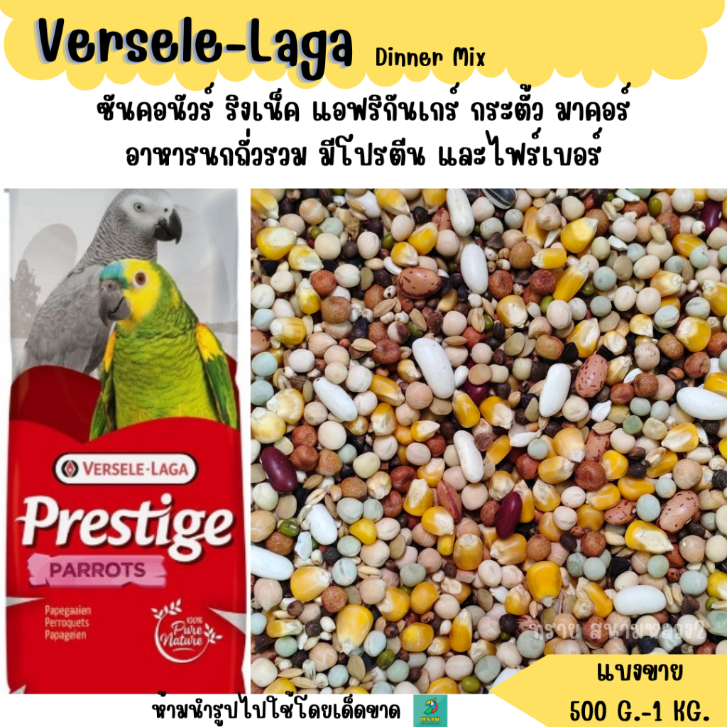 Prestige Parrots Dinner Mix (แบ่งขาย 500 G.-1 KG.) ถั่วรวม อาหารนกแก้วขนาดกลาง-ใหญ่