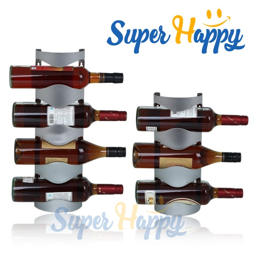 ชั้นวางขวดไวน์สแตนเลสติดผนัง ที่วางแชมเปญสำหรับยึดติดผนัง Wine Rack