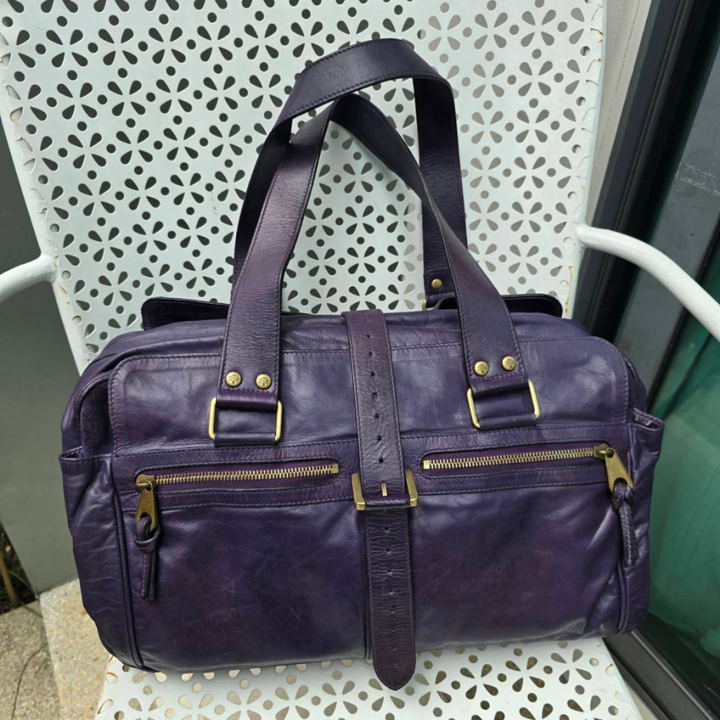 Mulberry Midnight Mabel วินเทจ แท้ น้ำหนักเบากระเป๋า หนังสีม่วงมัลเบอร์รี่ มือสอง