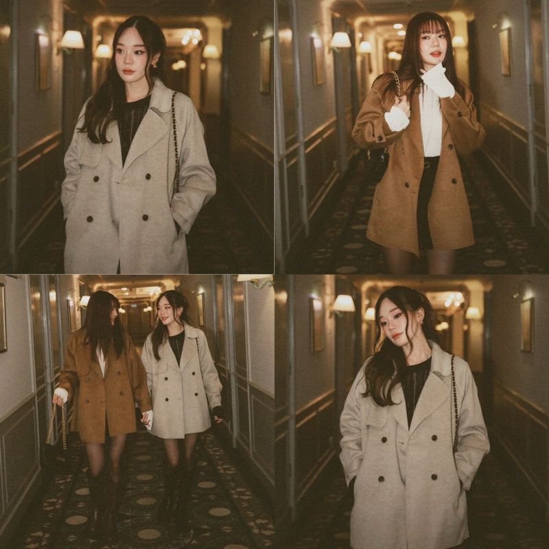 Kim minicoat   เสื้อโค้ทผ้าวูลตัวสั้น  ดีเทลกระดุมหลัง 3 เม็ดค่ะ กันหนาวได้จริง รูปที่ 2