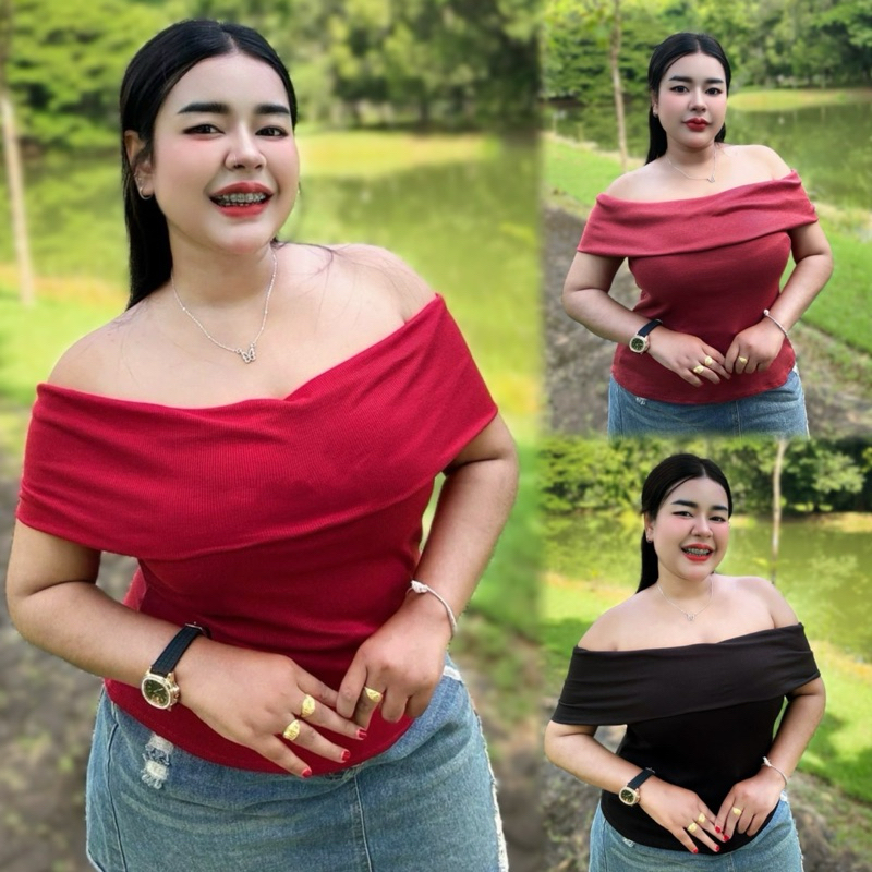 เสื้อสาวอวบเซกซี่  อก38-44  เรียบหรูมาก  รุ่น ปาดไหล่ธรรมดา