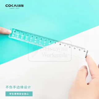 COKAI KJ-7119 คละสีใส ไม้บรรทัดสร้างแบบ 15cm. วาดเลขาคณิต ไม้บรรทัด โรลเลอร์ RUJI