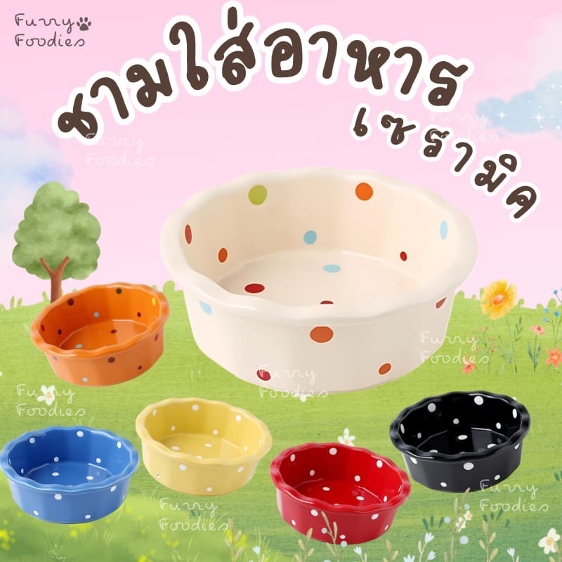ชามอาหารน้องแมวว ชามเซรามิก ลายน่ารัก สีสดใส ใส่ได้ทั้งอาหารและน้ำ เหมาะสำหรับสัตว์เลี้ยง