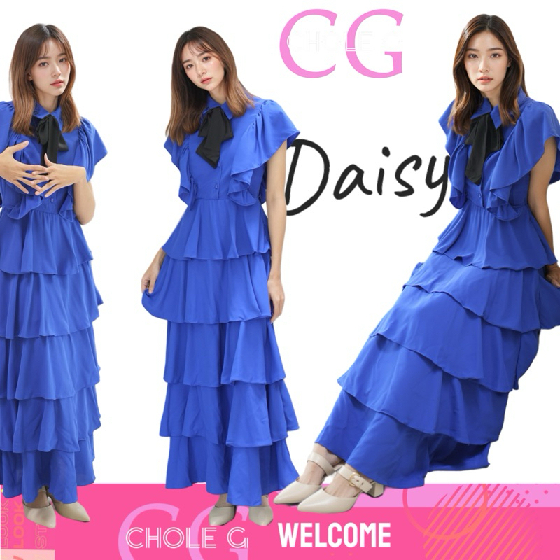 Chole G: Daisy Maxi Dress เดรสชั้นๆ ชุดออกงาน แม๊กซี่เดรสหวานสีน้ำเงินสวยหรู