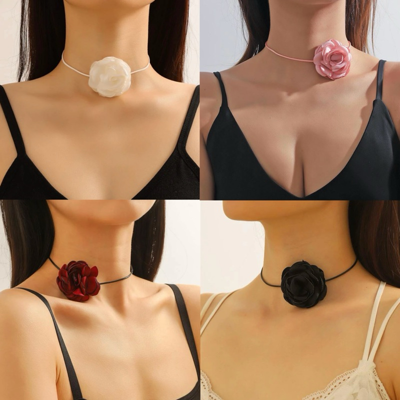 พร้อมส่ง โชคเกอร์สร้อยคอสุดหรู โชคเกอร์ดอกไม้ สาวเวียดนาม