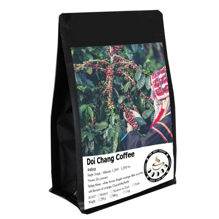 เมล็ดกาแฟดอยช้าง Doi Chang ภาพหญิงชนเผ่าเก็บกาเเฟ เกรด AA เชียงราย  คั่วใหม่ทุกๆออร์เดอร์