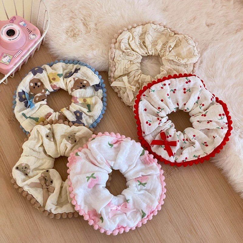[Mimmuffin] ยางรัดผมเชอร์รี่ ยางมัดผมลายหมี cherry bear