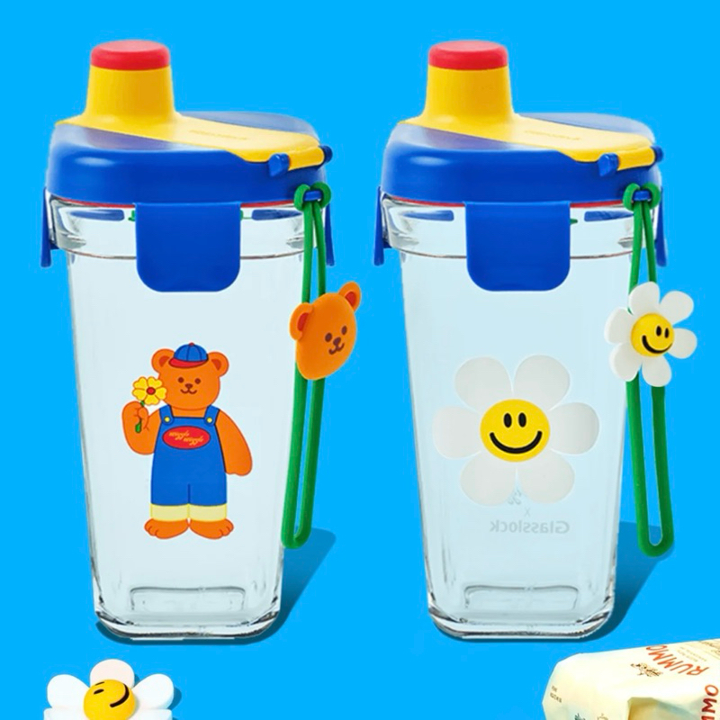 พร้อมส่ง Wiggle Wiggle x Glasslock ของแท้ แก้วน้ำ มีฝาปิด Glass Tumbler แก้วกาแฟ Coffee เครื่องดื่ม ของขวัญ 71026