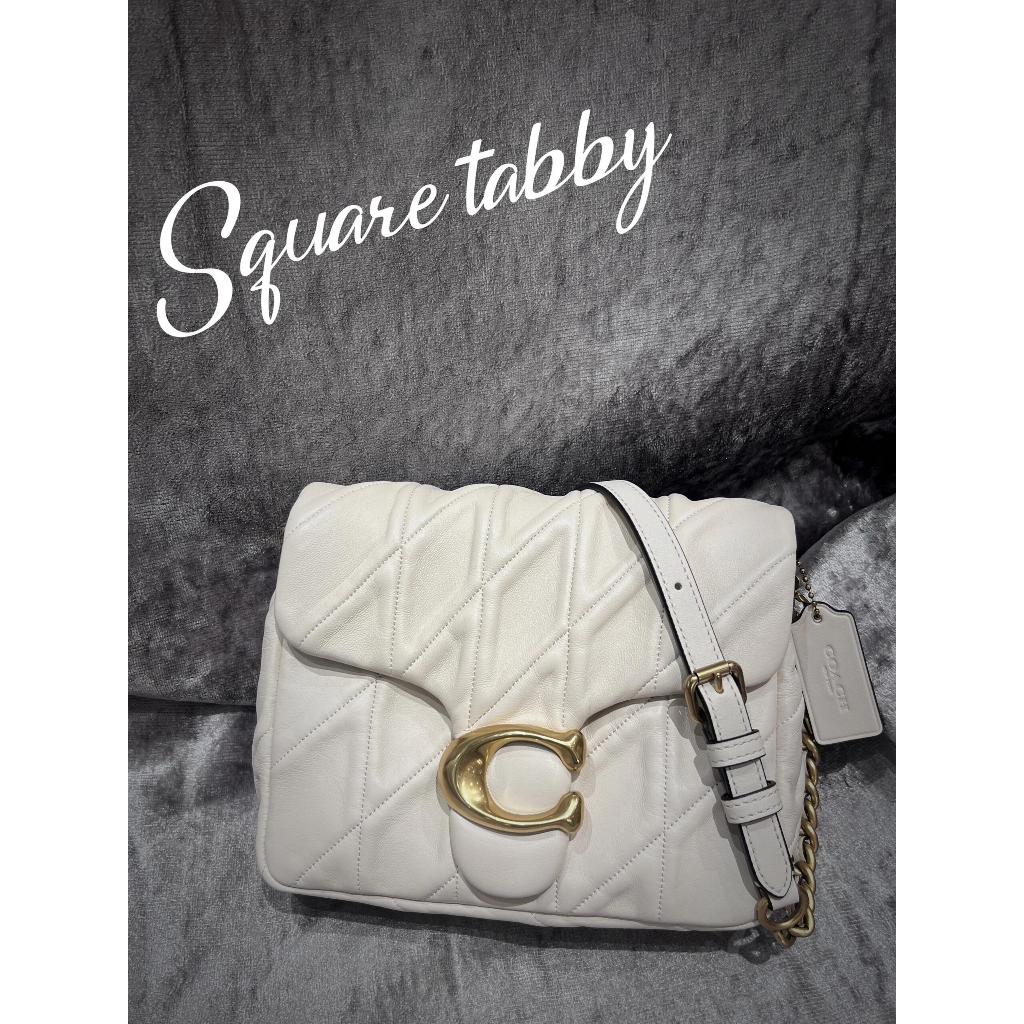 Square Tabby 17 มินิ กระเป๋า พลิกปก หนังแท้ ช่องซิป สายสะพายโซ่ถอดได้ แท้ COAC H กระเป๋าสะพายข้าง Crossbody CW628
