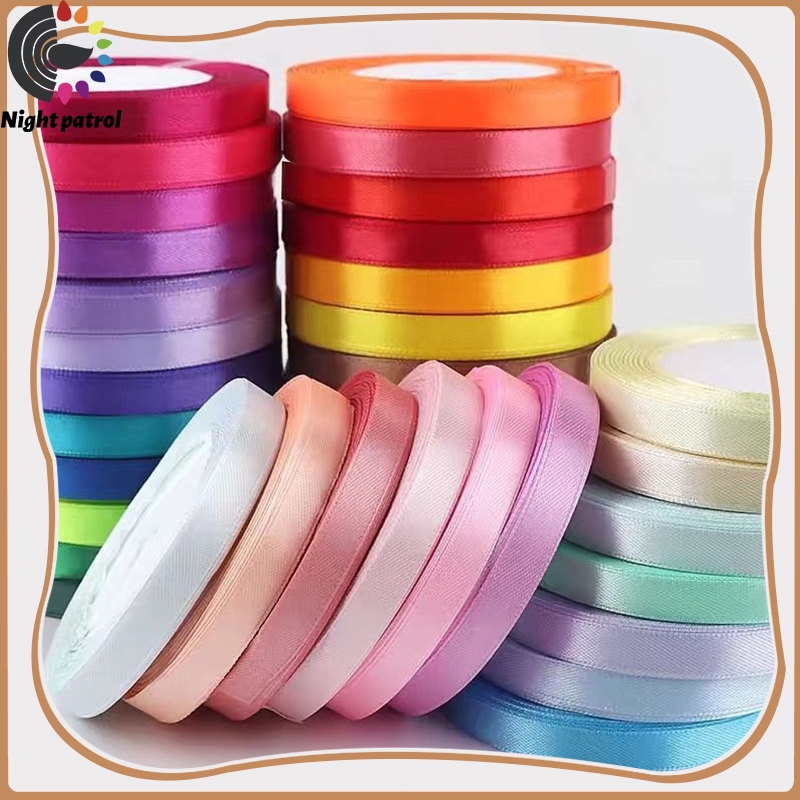 ริบบิ้นผ้าซาติน หน้ากว้าง 0.6 ยาว 25 หลา/ม้วน สําหรับตกแต่งงานหัตถกรรม 50สี