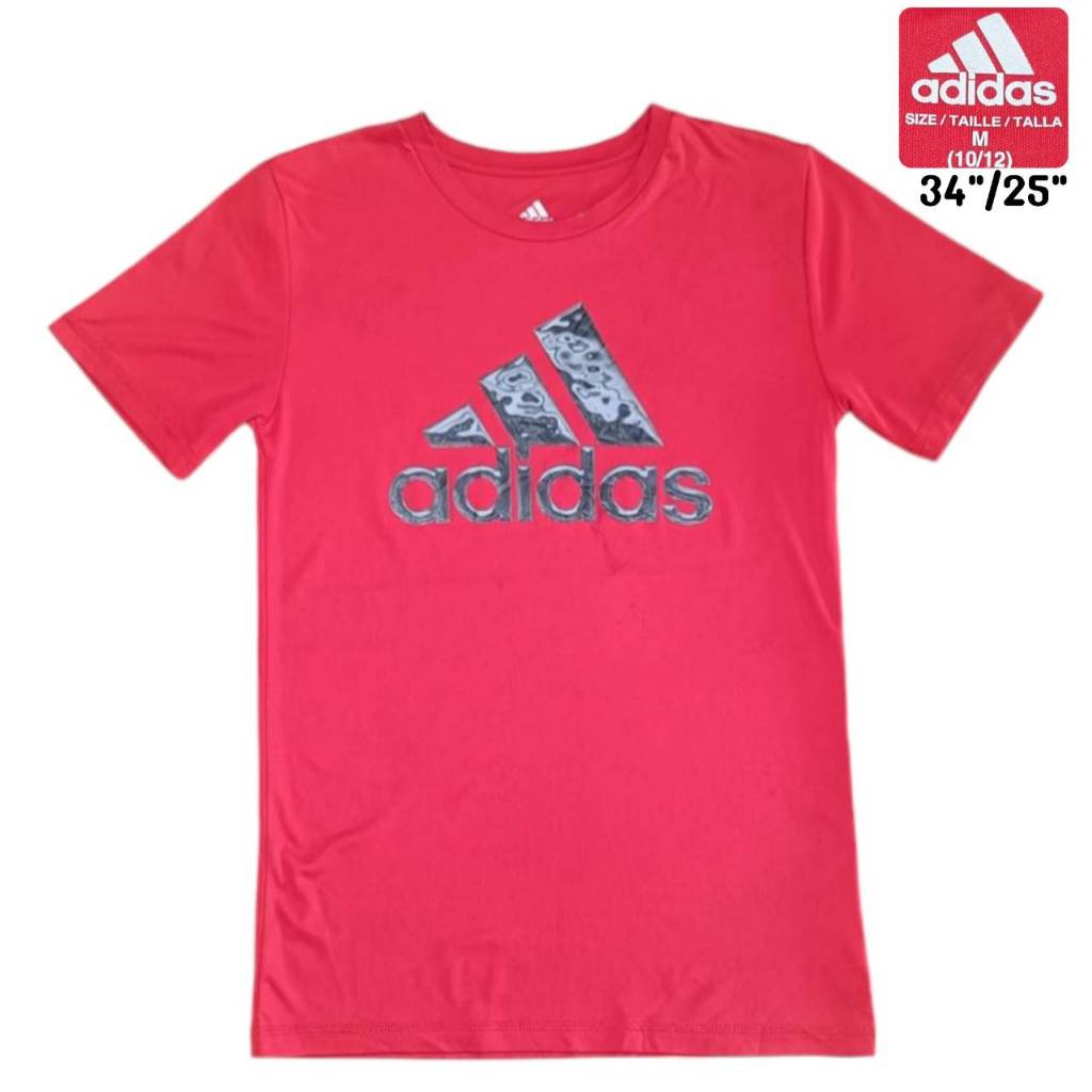 ADIDAS BIGLOGO SHIRT  เสื้อแขนสั้น ผ้ากีฬา อดิดาส สีแดง บิ๊กโลโก้ ไซส์เล็ก มือสอง สภาพดี เด็กโตหรือผ