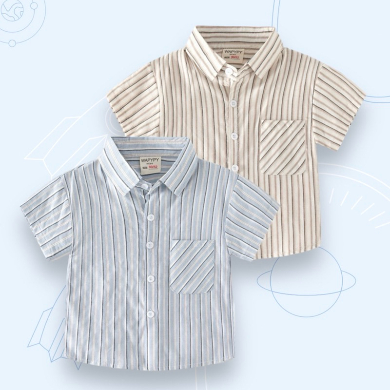 AB204 เสื้อเชิ้ตลายริ้ว ผ้าใส่สบาย แฟชั่นเด็กหล่อ พร้อมจัดส่ง