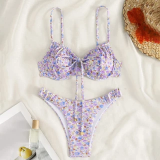 BikiniSexy 👙👙 ชุดว่ายน้ําเซ็กซี่ ชุดว่ายน้ำแฟชั่น ดอกไม้ สายรัดหน้าอก มี โครง เนื้อผ้าดี พร้อมส่งจากไทย