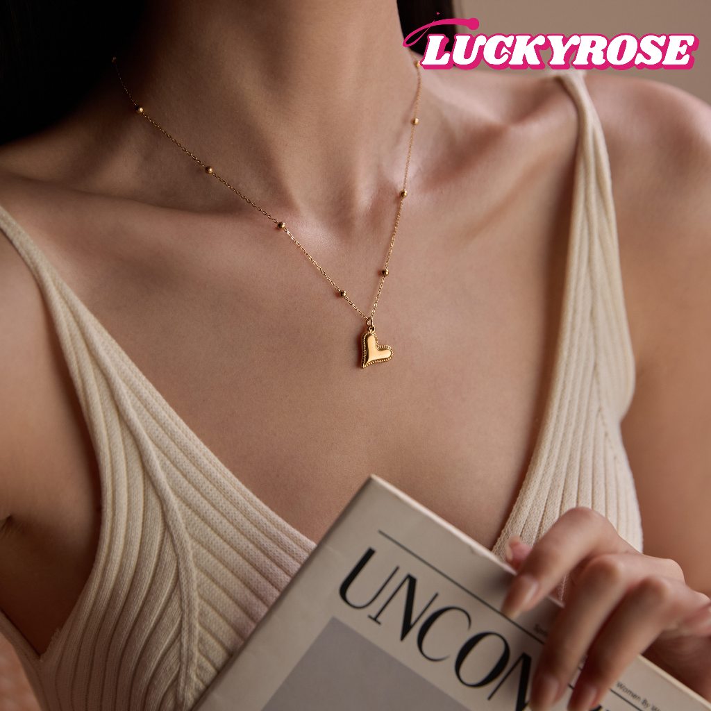 สร้อยหัวใจ สร้อยแสตนเลส สีทอง ไม่ลอก ไม่ดำ เครื่องประดับสแตนเลส พร้อมส่งจากไทย