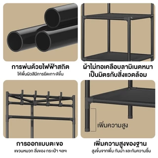 【ราวเข้ามุม】 ราวแขวนเสื้อเข้ามุม ที่แขวนเสื้อผ้า มีตะขอ โครงเหล็ก คุณภาพสูง รับน้ำหนักได้ 20กก. ชั้นวางของ ในห้องนอน