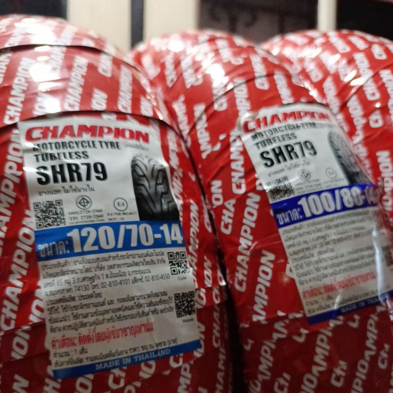 ยางมอเตอร์ไซต์ ขอบ 12 ขอบ 14 ไม่ใช้ยางใน ยี่ห้อ CHAMPION ยางนอก ไม่ใช้ยางใน (ขอบ12/ขอบ14) ลาย HR79