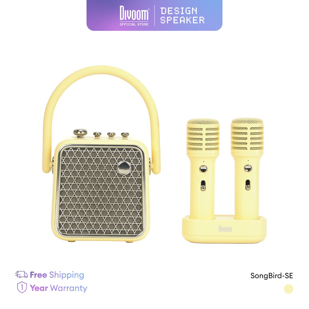 ลำโพงและไมค์พกพา Divoom SongBird-SE - Black / Purple / Yellow