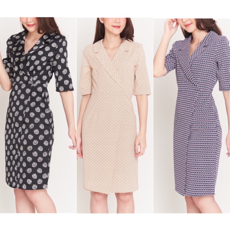 พร้อมส่ง ดำ M L ครีม XL 3XL ชุดเดรส Laboratory brand Half Shirt Long Dress