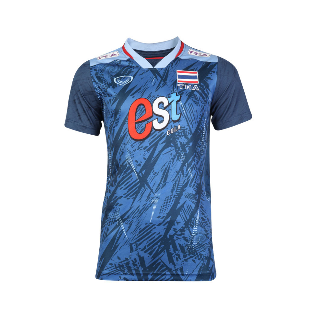 Grand Sport เสื้อวอลเลย์บอลทีมชาติชายแขนสั้น 2023 รหัส 014-341 (สีน้ำเงิน-ดำ-ขาว-แดง)