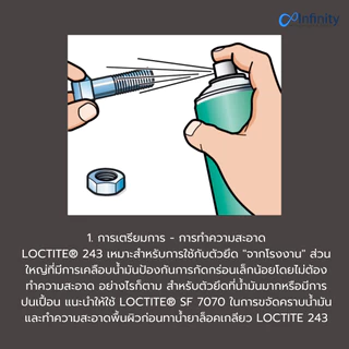 LOCTITE 243 น้ำยาล็อคเกลียว แรงยึดปานกลาง สีน้ำเงิน ล็อคไทท์ (ของแท้ 100%) ขนาด 10 ml. และ 50 ml.