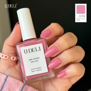 สีทาเล็บกึ่งเจล (ไม่อบ) U-DELI U-706 Vegan Nailpolish ไร้กลิ่นฉุน สีชมพูสุดหวาน สีทาง่าย ลื่น เงา
