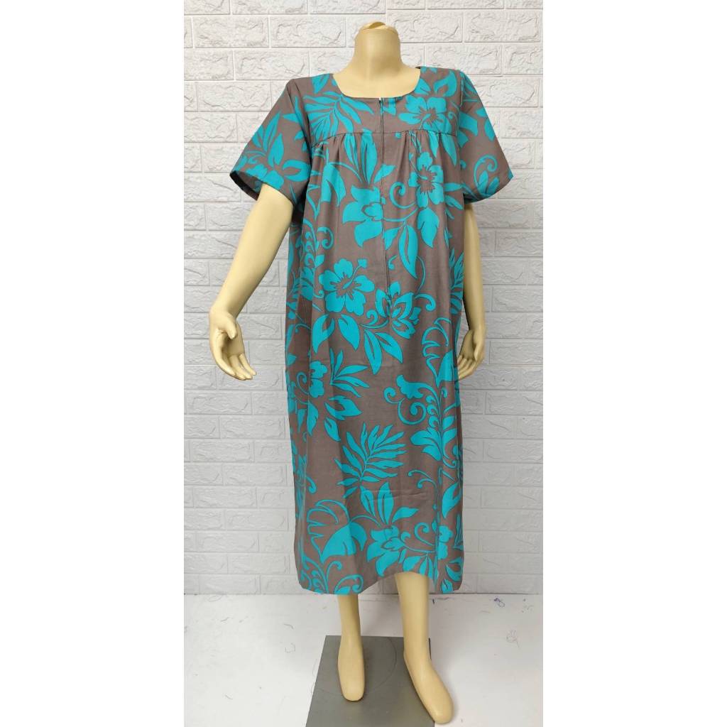 ชุดอยู่บ้านผ้าฝ้ายคอกลมติดซิปอย่างดีไซส์ L อก 48 งานไทย (1)