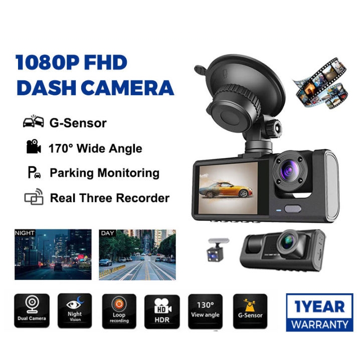 HStar 3Lens กล้องรถยนต์ กล้องหน้ารถ 70mai กล้องติดรถ Full HD 1080P มีโหมดกลางคืน ติดตั้งง่าย Dash Cam