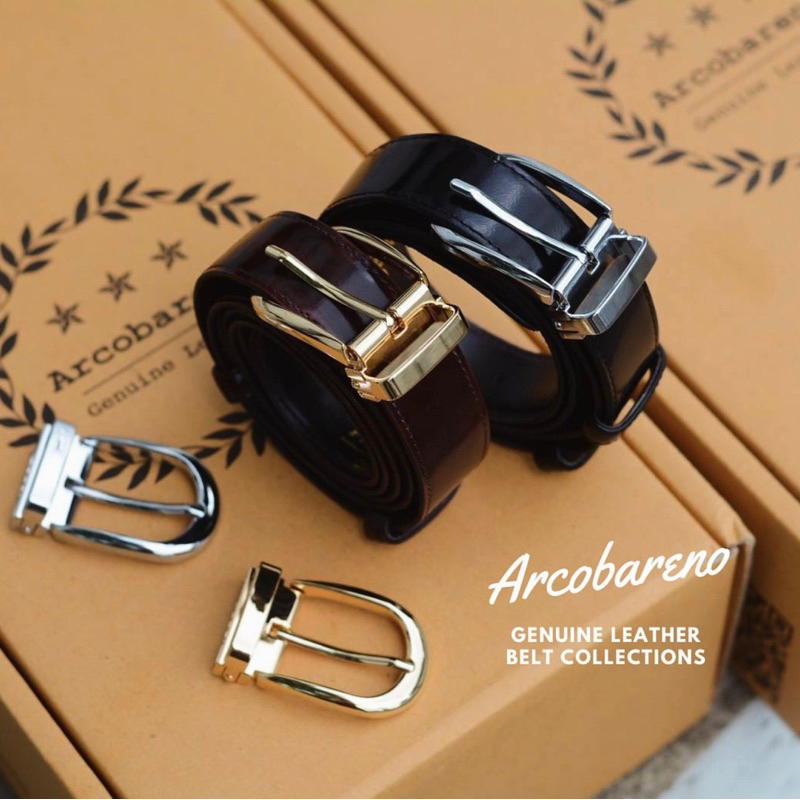 B01 Arcobareno Leather Belt Piano Black & Burgundy