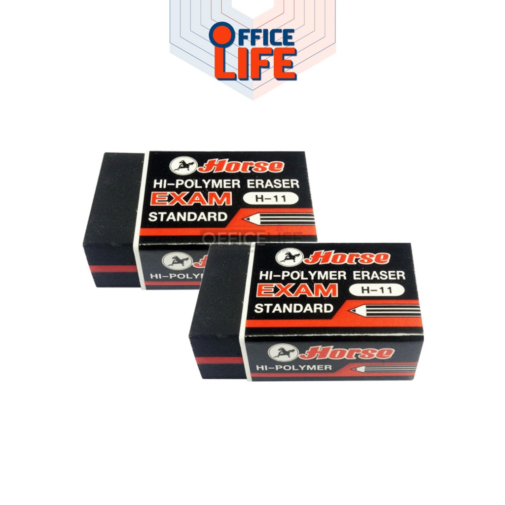 HORSE (ตราม้า) ยางลบดินสอ ก้อนดำ รุ่น H-11 Hi-Polymer เนื้อนิ่ม ลบสะอาด ( 1 ก้อน