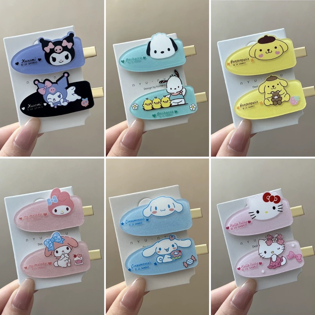 พร้อมส่ง!🇹🇭 ราคา/คู่ กิ๊บหนีบผม Sario สไตล์เกาหลี หลากสีแบบมีลวดลาย ผมไม่หักไม่งอ ไม่กินผม เกรดพรีเมียม เนื้องานคุณภาพดี - รูปที่ 2