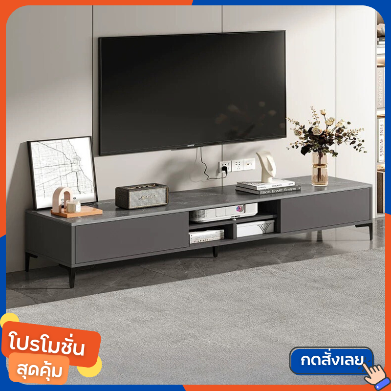 ชั้นวางทีวี 60 นิ้ว ตู้วางทีวี ชั้นวางทีวี ขาทรงโมเดิร์นทรงสูงเรียบ TV cabinet กว้าง 140/160 CM สไตล์ยุโรป พร้อมส่ง