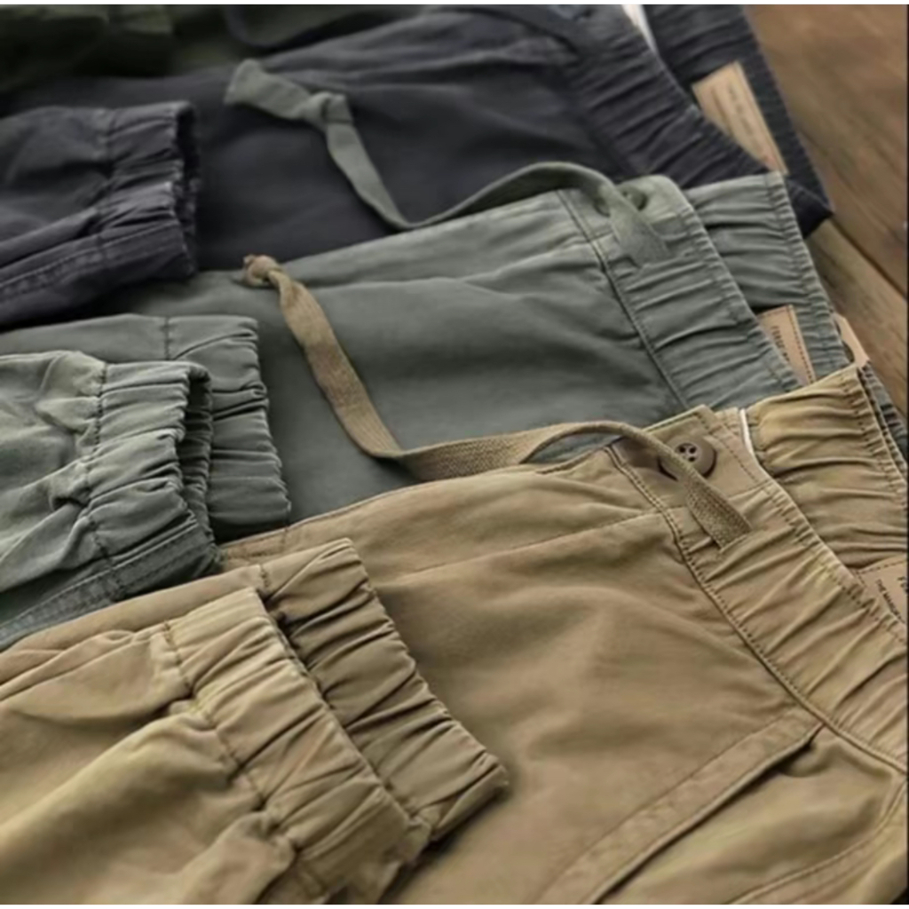 KZ กางเกงขายาวแฟชั่น กางเกงวอร์มขายาวเอวยืด ขาจั้ม M-4XL - รูปที่ 4