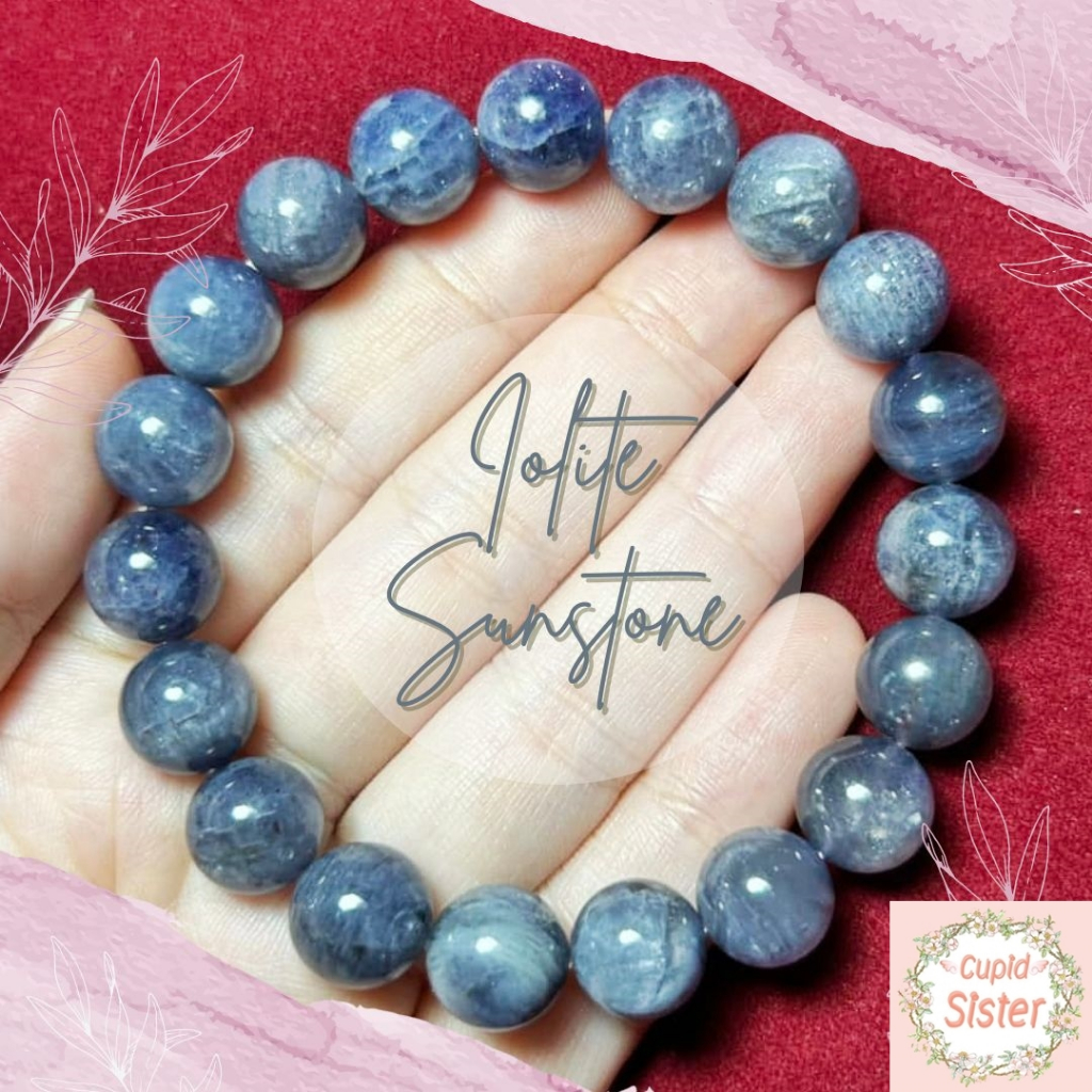 CupidSister สร้อยข้อมือหิน ไอโอไลต์ซันสโตน Iolite Sunstone หินแห่งความสุข หินทวงหนี้  ข้อมือหินมงคลC