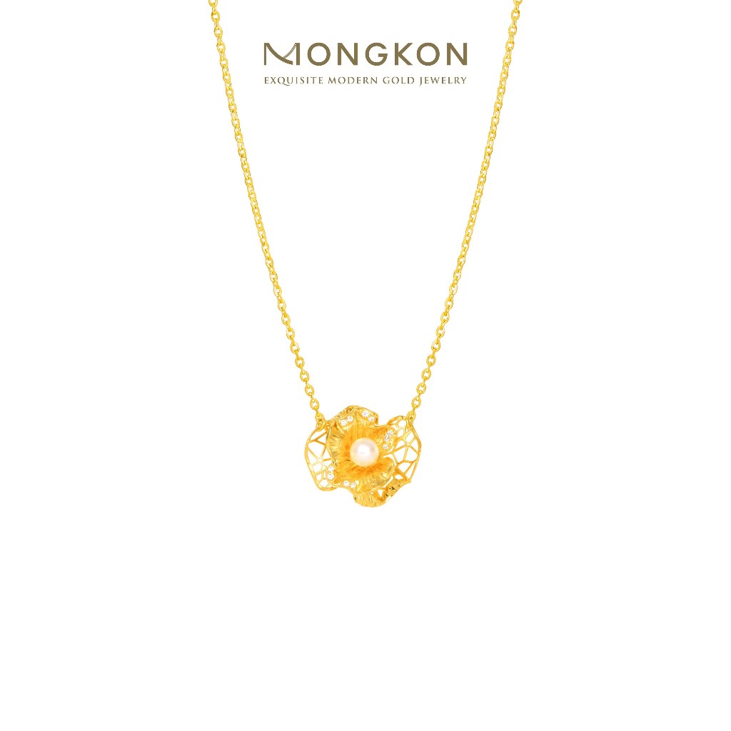 Mongkon Gold ทองคำแท้บริสุทธิ์สูง 96.5%  สร้อยคอ Waterlily