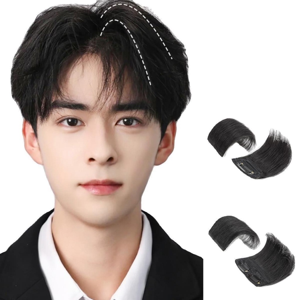 วิกผู้ชาย แผ่นเสริมผมบางชาย 🔥ผมแท้100% กว้า8cm2กิ๊ฟมีความยาวมี10cm 15cm 20cm 1กิีฟ สินค้าในไทย