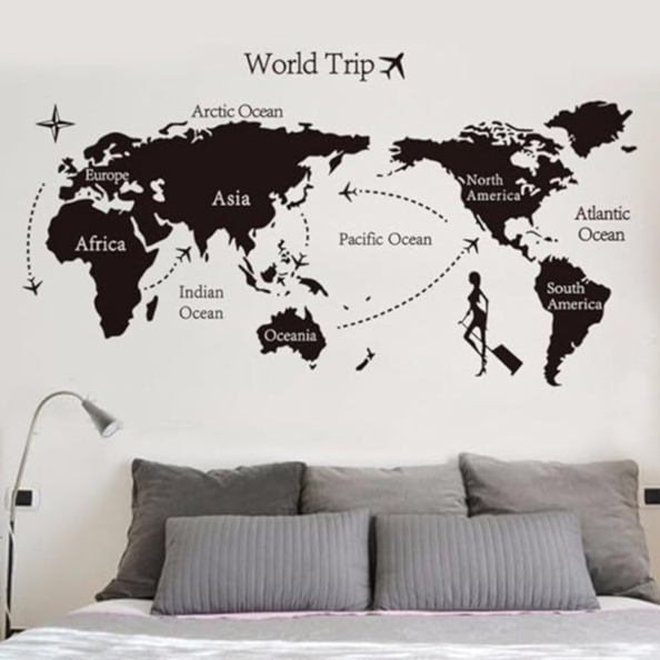แผนที่โลก สติกเกอร์แผนที่ สติ๊กเกอร์ติดผนัง world map 3D แผนที่ แผนที่ใหญ่ สติ๊กเกอร์ ส่งจากไทย 5002