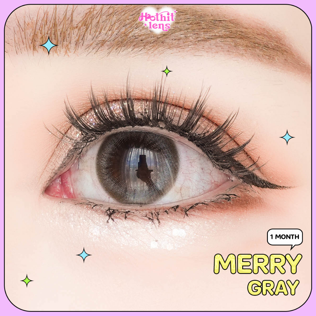 Candylens คอนแทคเลนส์ รุ่น Merry สีเทา พร้อมส่งแบบปกติ และค่าสายตาสั้น 0.00-10.00 ราคา ถูกที่สุด ดีลบีเคเค แกลเลอรีภาพที่ 2