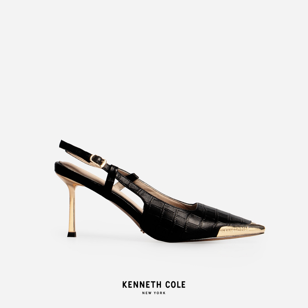 KENNETH COLE x ANNE THONGPRASOM รองเท้าส้นสูงผู้หญิงรุ่น ADIA SLINGBACKS JET BLACKCROCสีดำจระเข้ ( HEL - KF85076LE-967 )