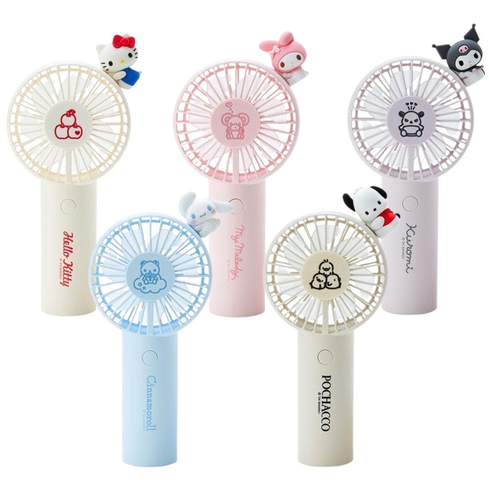 พัดลม2way sanrio mx แบบ 2 ทางที่ใช้บนโต๊ะหรือมือถือได้ mm pc ku cn กว้างประมาณ 8 x ลึก 4 x สูง 17 ซม.