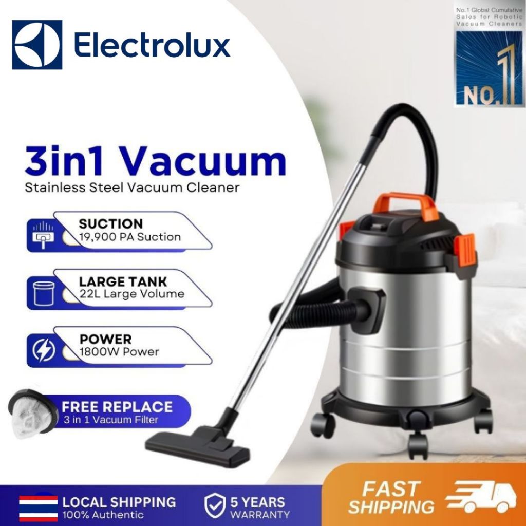 🔥จัดส่งที่รวดเร็ว🔥 เครื่องดูดฝุ่นอุตสาหกรรม 2000W 20L ดูดน้ำ เป่าลม ถังสแตนเลส เครื่องดูดฝุ่นในบ้านในรถ รับประกัน 5 ปี