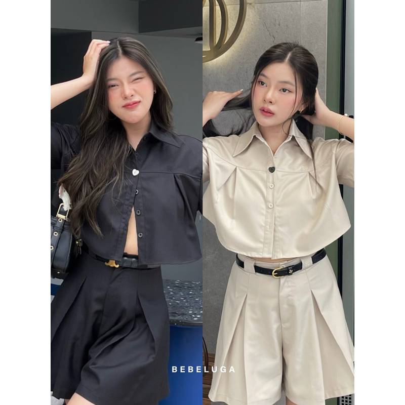 BEBELUGA - Milada crop shirt เสื้อเชิ้ตครอปแขนสั้น