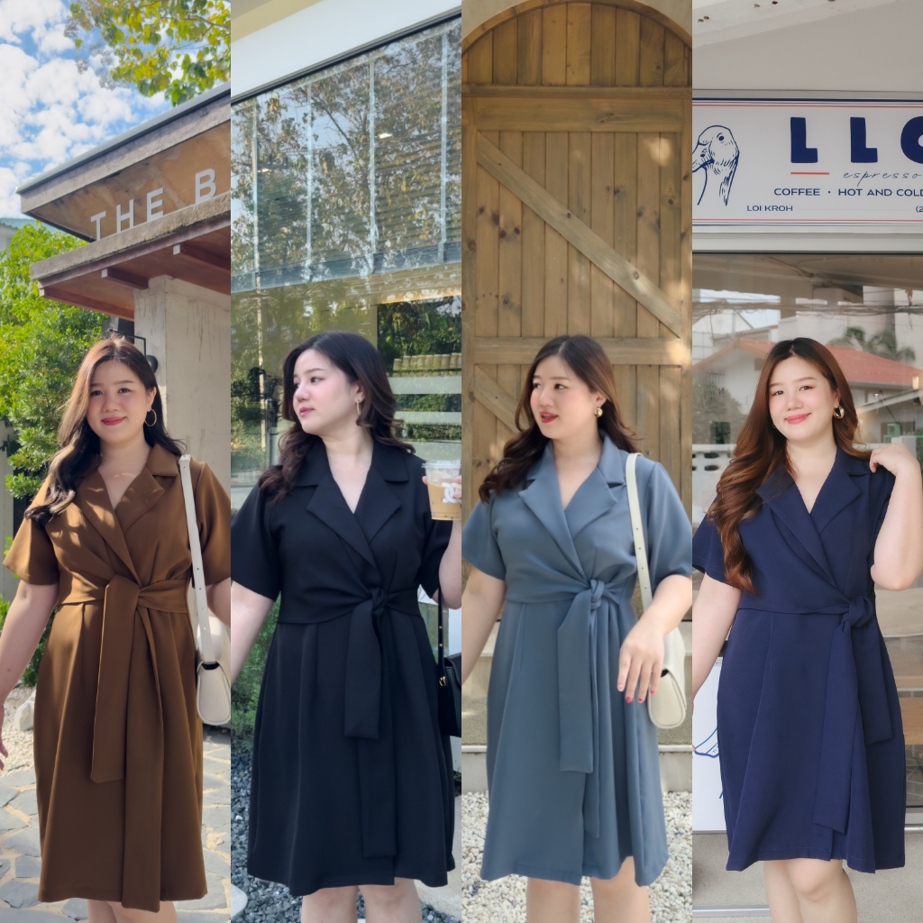 (❤️อกถึง 50") Femmes Dress เดรสสาวอวบ ชุดสาวอวบ